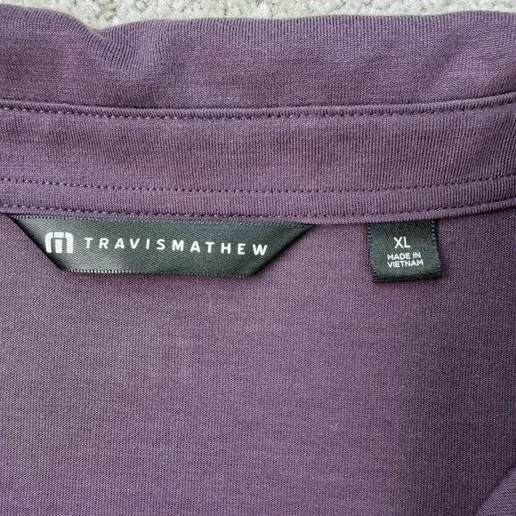 Travis Mathew Polo Shirt Mens XL Purple Short‎ Sleeve Striped Golf Green Lot - Picture 2 of 15
